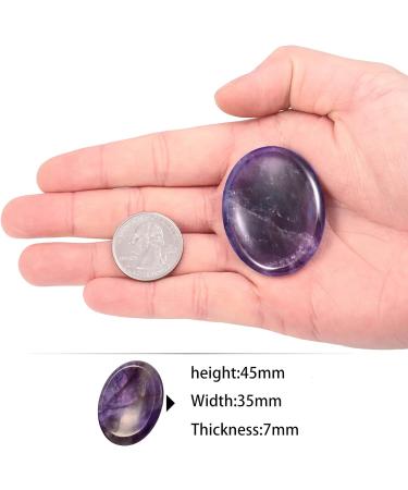 Nupuyai 2pcs Amethyst & Rose Quartz Oval Thumb Worry Stone Set for Anxiety Relief - Energy Crystal Healing Stones 45x35mm #3-purple & Pink - Buy Online on GoSupps.com