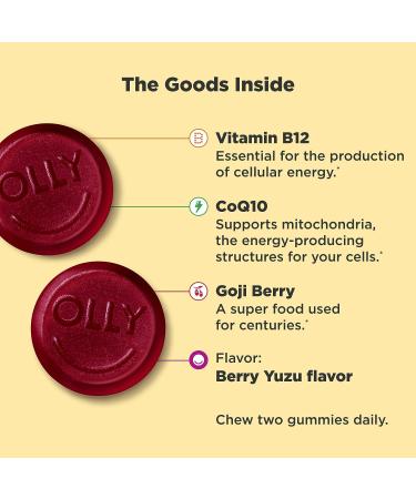 OLLY Extra Strength Energy Gummies | Caffeine Free | Vitamin B12 & CoQ10 | Goji Berry | 60 Count - Buy Online on GoSupps.com