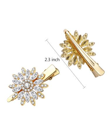 Large Sparkle Rhinestone Flower Hair Clip - Non-Slip Gold Hairpin for Women and Girls - Buy Online on GoSupps.com