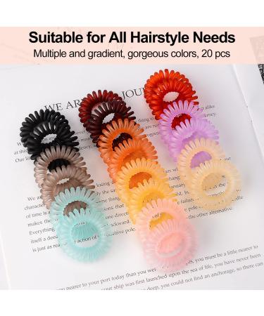 Spiral Hair Ties 20 Pcs - Traceless Phone Cord Ponytail Holders - No Crease Bracelet Hair Accessory - Transparent Matte - Girls Women Ladies Gift - Buy Online on GoSupps.com