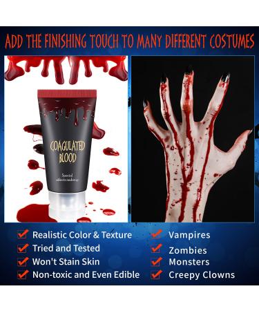 DE'LANCI Edible Fake Blood Gel - Realistic SFX Makeup Kit for Halloween - Washable & Safe for Clothes, Mouth, and Eyes - 60g (2.12 Oz) - Set of 2 - Buy Online on GoSupps.com