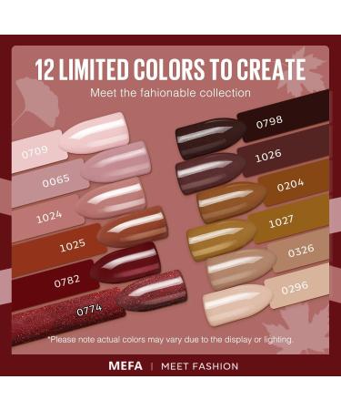 MEFA Autumn Gel Nail Polish Set 12 Colors Red Brown Gel Polish Set Nude Pink Gel Polish Soak Off UV Led Dark Red Glitter Nail Gel Manicure at Home DIY Salon for Women Brown Red - Buy Online on GoSupps.com