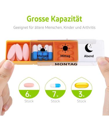 Weekly Pill Organizer Opret 7-Day Medication Box with 3 Compartments | Black Tablet Dispenser for Morning & Evening Doses - Buy Online on GoSupps.com