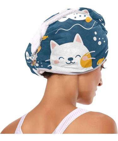 Cute Cat Fish Hair Towel 2 Pack - Super Absorbent Quick Dry Hair Turbans for Women & Girls - Buy Online on GoSupps.com