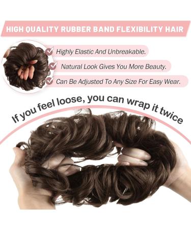 Vlasy Messy Bun Hair Piece Curly Wavy Scrunchie Extension - 60g 8# Synthetic Chignon Accessory Updo for Women and Girls - Buy Online on GoSupps.com