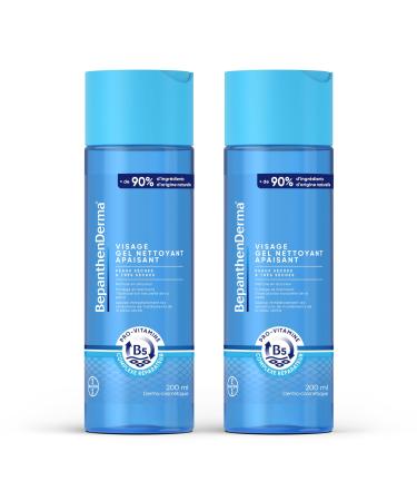 BepanthenDerma Soothing Facial Cleansing Gel - Soap-Free Moisturizing Facial Cleansing Gel - For Dry to Very Dry Skin - for Men and Women - 2x200 ml
