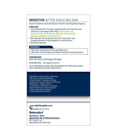 Nivea Men Sensitive After Shave Balm 3-Pack (3 x 100ml) - Soothing Skin Care with Chamomile & Vitamin E - Buy Internationally - Buy Online on GoSupps.com
