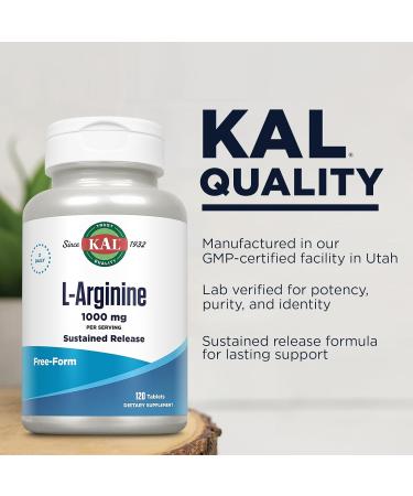 KAL 1000 Mg L-arginine Tablets 120 Count 120 count (Pack of 1) - Buy Online on GoSupps.com