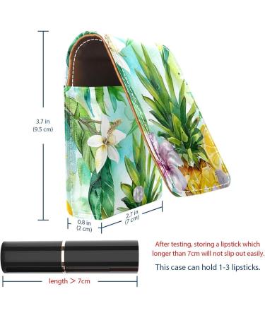 Buy Leather Lipstick Case with Mirror - Mini Lip Gloss Organizer | Tropical Fruit Flower Design - Buy Online on GoSupps.com