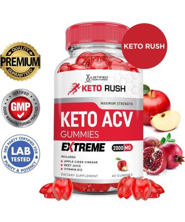 Justified Laboratories Keto Rush Keto ACV Gummies Extreme 2000MG Keto Rush Keto Gummies Apple Cider Vinegar Formulated with Pomegranate Beet Juice Powder B12 Vegan Non GMO 60 Gummys 60 Count (Pack of 1) - Buy Online on GoSupps.com