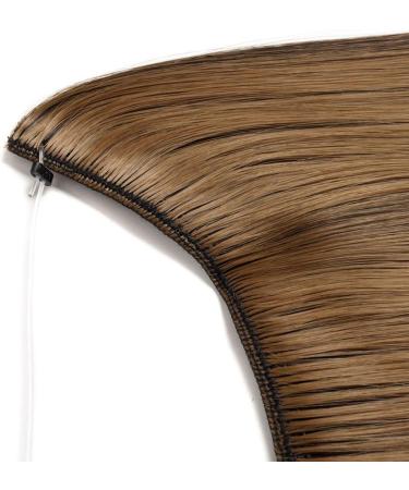Hair Extensions no Clip Invisible Wire Adjustable Secret Rubber Band Hairpiece Real Natural Synthetic Fibre Hair 20 inch Straight Dark brown & coffee brown - Buy Online on GoSupps.com