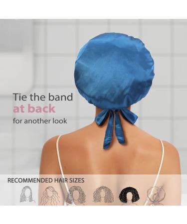 Silk Satin Bonnet for Curly Hair | Double Layer Reversible Cap for Women | Blue Sleeping Bonnet - Buy Online on GoSupps.com