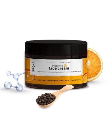 Sirona Vitamin C Face Cream for Hydrates Skin Provides Skin Radiance & Reduces Dark Spots with Hyaluronic Acid & Tasmanian Pepper Fruit 1.76 Oz