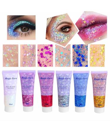 Face Gel Eye Nail Hair Body Face Stickers Gel | Hair Nail Body Gel Sparkling Body Gel for Women Zukpumne
