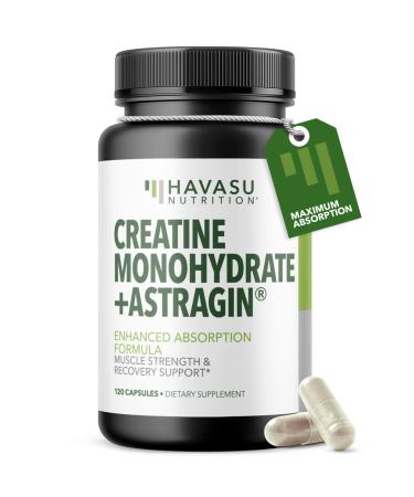 Micronized Creatine Monohydrate Capsules with AstraGin - Supports Muscle Strength Energy and Recovery - 120 Count - Enhanced Absorption Formula - 3g Per Serving - Vegan and Non-GMO - Month Supply