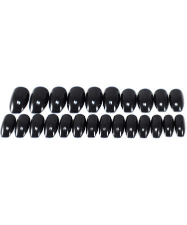 TEN NAILS 24pcs Ballerina False Nails Fake Coffin Long Tips 12 Sizes with Glue (Pretty Glossy Black) - Buy Online on GoSupps.com