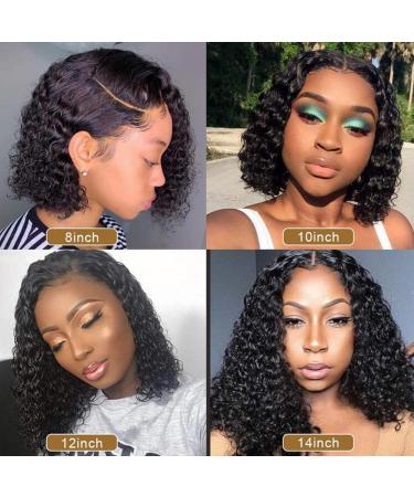 Amella Hair Short Deep Wave Bob Wig 10 Brazilian Virgin Human Hair Lace Closure Curly Bob Wig - Natural Color - 8A Grade - Pack of 1 - Buy Online on GoSupps.com