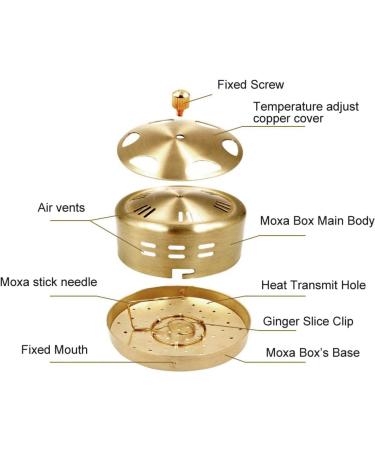 Pure Copper Moxa Burner - Portable 6-Hole Moxibustion Heat Treatment Holder for Massage | Chinese Traditional Moxa Box for Sleeping Sitting and Working - Buy Online on GoSupps.com
