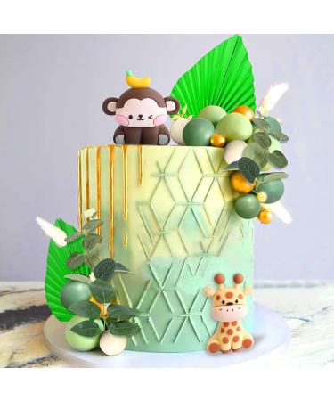 Jevenis Sage Green Jungle Birthday Decor - Tortendeko Animals for Baby Showers & Parties - Buy Online on GoSupps.com