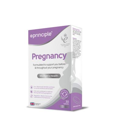Principle Pregnancy | 30 Tablets | 1 Month Supply | 17 Essential Vitamins & Minerals | Pregnancy Food Supplement | Made in The UK by Principle Healthcare