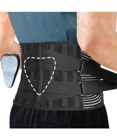 Sports Belt Men and Women Lumbar Support Protective Belt Breathable Belt Weightlifting Running Fitness Black - with Pads M