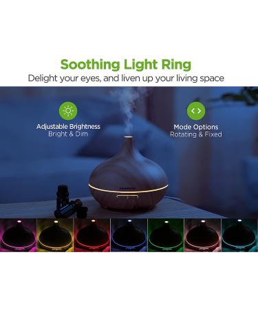 InnoGear Aromatherapy Diffuser & 10 Essential Oils Set | 400ml Ultrasonic Cool Mist Humidifier | 4 Timers 7 Colors Light | Waterless Auto Off | Yellow Wood Grain - Buy Online on GoSupps.com