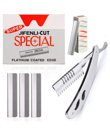 Precision Razor Blades - Single Edge for Men Eyebrow Shaping Straight Razor and Razor for Women (100 pieces + 1 tool holders)