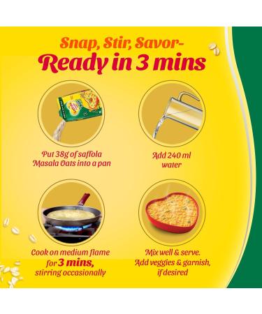 Saffola Masala Oats Veggie Twist | Collation d licieuse tout moment | Pr t en 3 minutes | Bont au millet avec Bajra & Jowar | Sans Maida sans conservateurs suppl mentaires | Aide avec Veggie Twist 250 g (Lot de 1) - Buy Online on GoSupps.com
