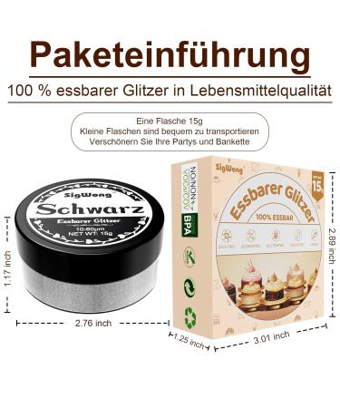 Premium Edible Glitter for Drinks & Cakes - 15g Black Gold Powder for Cocktails & Food Decoration - Buy Online on GoSupps.com