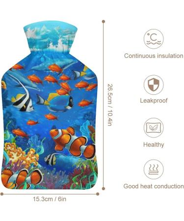 Underwater Hot Water Bottle with Plush Cover - Bed Bottle Hand Warmer for Adults & Kids | 26.5x15.3cm - International Shipping Available - Buy Online on GoSupps.com