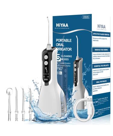 Water Flossers for Teeth Cordless and Oral Irrigator Dental Flosser with 5 Modes 360ML Portable Dental Water Flosser with 4 Jet Tips & USB Rechargeable Use for Travel -White Upgrade White