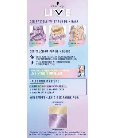 Schwarzkopf Henkel Schwarzkopf LIVE Pretty Pastels Semipermanent hair color P120 Lilac Crush 3 x 1425 ml coloring lasts up to 8 washes with nourishing conditioner for intensive care red 4275 ml 1er Pack - Buy Online on GoSupps.com