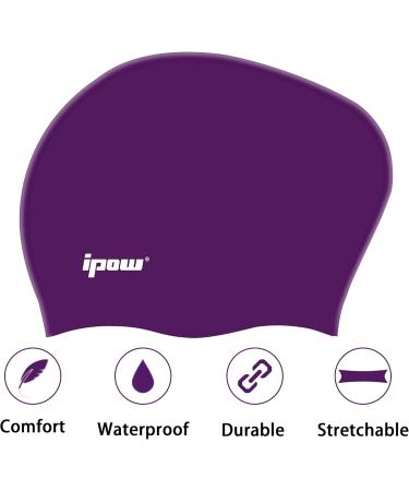 IPOW Swimming Cap for Long Hair - Purple Bathing Hat for Kids Girls & Youth | International Shipping Available - Buy Online on GoSupps.com