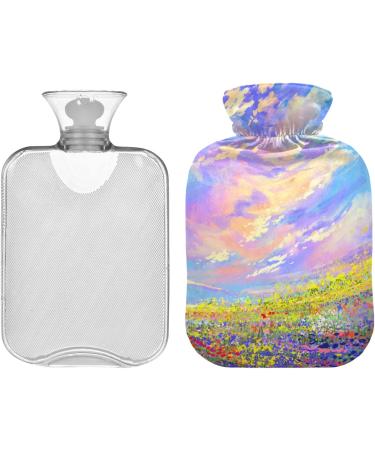 NAANLE 2L Hot Water Bottle with Lid - Sunset Lavender Flower Pain Relief & Cold Therapy for Back Hands Feet & Neck - Buy Online on GoSupps.com