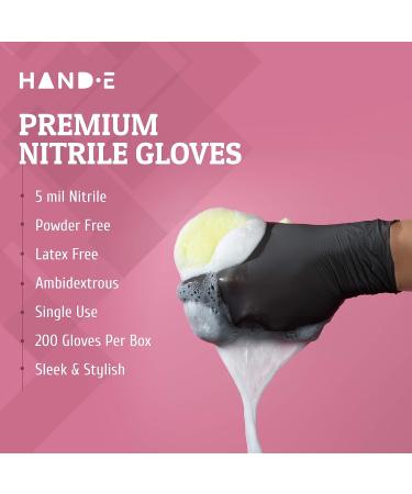Hand-E Touch Disposable Black Nitrile Gloves - 200 Medium Pack, 5 Mil Thick, Heavy Duty, Medical Exam, Powder & Latex Free - Food Safe - Buy Online on GoSupps.com