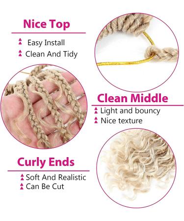 Yamolesuny Boho Bob Box Braids Crochet Hair with Curly Ends Pre-looped Goddess Locs Braiding Extensions 3X Bohemian Hippie For Black Women(14 Inch 613#) - Buy Online on GoSupps.com
