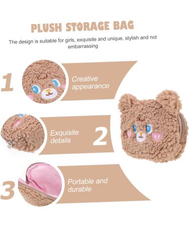 FOMIYES Plush Cosmetic Bag Toilet Stand Travel Tote - Brown 15.5X12X5.5CM - Buy Online on GoSupps.com