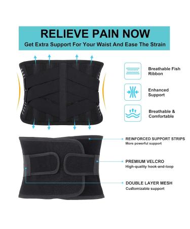 Premium Back Brace for Lower Back Pain Relief | Adjustable Lumbar Support Belt for Sciatica Scoliosis & Lifting - Ideal for Men & Women (Black Medium - Buy Online on GoSupps.com