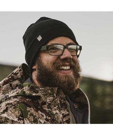 Ridge Cuff Beanie - 100% Merino Wool - Warm Winter Hat in Black - Buy Online on GoSupps.com