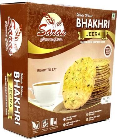 Saras Bhakhri Jeera - Pack of 3 | Roasted Wheat Crisps Infused with Cumin Seeds (Jeera) Flavor - Buy Online on GoSupps.com