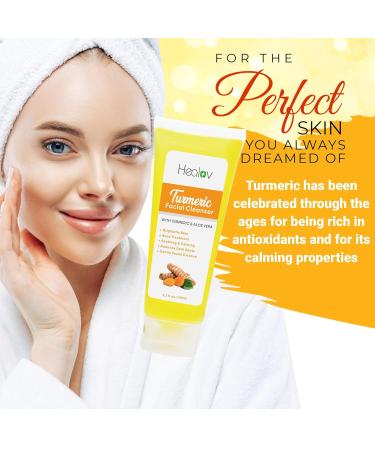 Turmeric Face Wash | 100% Natural Anti-Aging Facial Cleanser for Clear Skin Spots & Sun Damage Exfoliating Turmeric Soap Detox Treatment - Buy Online on GoSupps.com