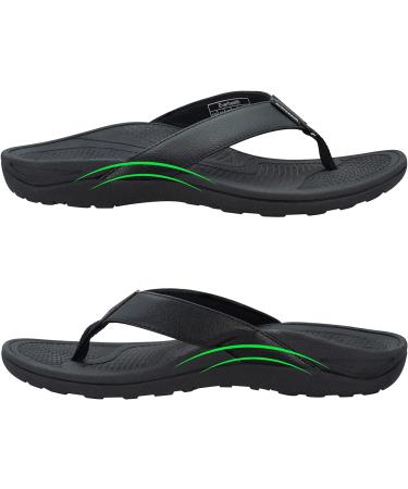 Men's Orthotic Arch Support Flip Flops for Plantar Fasciitis & Heel Pain Relief - Black, Size 10 - Buy Online on GoSupps.com
