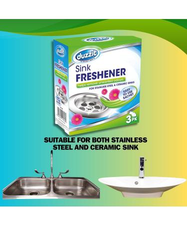 Duzzit Sink Freshener Pack of 3-3x30g Drain Smell Eliminator Sachets - 9 sachets total - Effective Drain Odour Eliminator for Stainless Steel and Ceramic Sinks bundled by Great British Home - Buy Online on GoSupps.com
