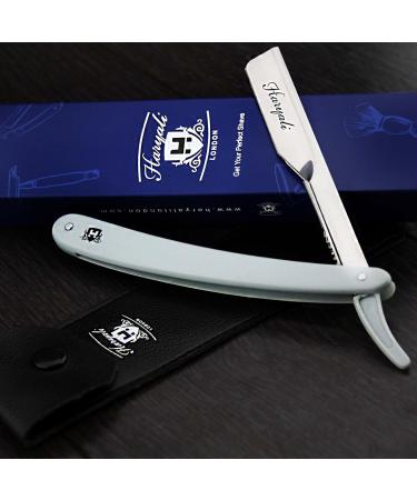 Buy Folding Barber Shavette Razor in Grey - Straight Cut Throat Razor for Men with Leather Pouch & Box - International Shipping Available - Buy Online on GoSupps.com