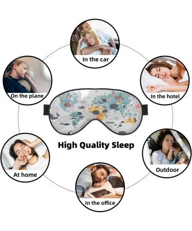 Cartoon Animals World Map Sleep Eye Mask - Soft Blindfold for Travel & Night Sleeping - Buy Online on GoSupps.com