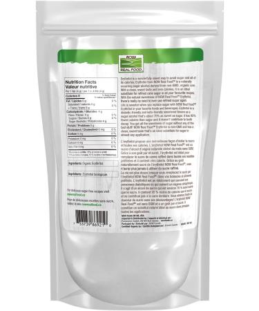 NOW Foods Organic Erythritol Pleasant Sweetner for Reduced-Calorie and Sugar-Free Recipes Zero-Calorie Low Glycemic Impact 454g - Buy Online on GoSupps.com