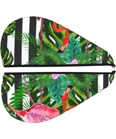 Microfiber Hair Drying Cap - Banana Leaf & Pink Flamingo Soft Towel Wrap for Quick Drying Curly Long & Thick Hair - Buy Online on GoSupps.com
