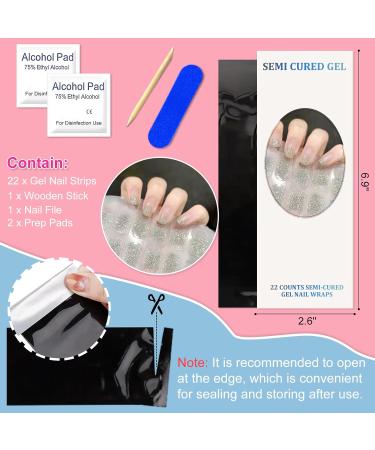 Ceboic Half-Hardened UV Gel Strips - 22PCS Silver Shiny French Nail Polish Stickers | Salon Quality Self-Adhesive Nail Wraps for Women & Girls - Perfect for Christmas Nail Art Decor - Buy Online on GoSupps.com