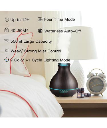 BZseed 550ml Essential Oil Diffuser Set - Aromatherapy & Cool Mist Humidifier with 4 Timer, 7 Color Lights, Wood Grain Design - Waterless Auto-Off for Home - Upgraded Black - Buy Online on GoSupps.com