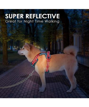 Phoepet No Pull Dog Harness - Reflective Vest with Soft Handle for Small Medium & Large Dogs | Blue-Green & Red - Size L - Buy Online on GoSupps.com